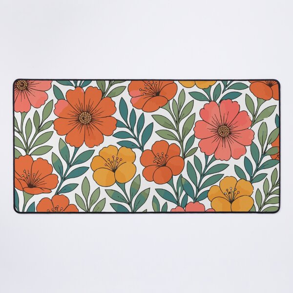 Item preview, 70s Retro Floral Pattern - Vintage Autumn Orange & Sage Green Flowers designed and sold by Far Out Goods.