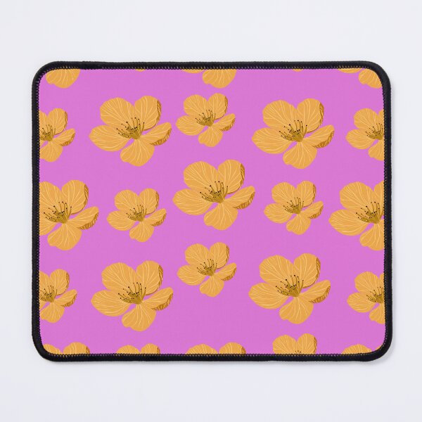 Item preview, Orange cherry blossom floral seamless pattern on vibrant pink background. designed and sold by AdesignbyG.