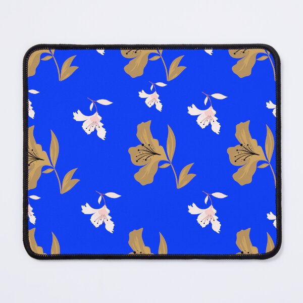 Item preview, Elegant brown and pink lily flowers seamless pattern on royal blue background. designed and sold by AdesignbyG.