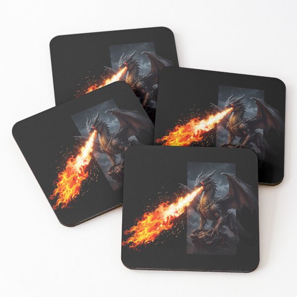Item preview, Epic Fire Breathing Black Dragon Fantasy Art designed and sold by rich-moda.