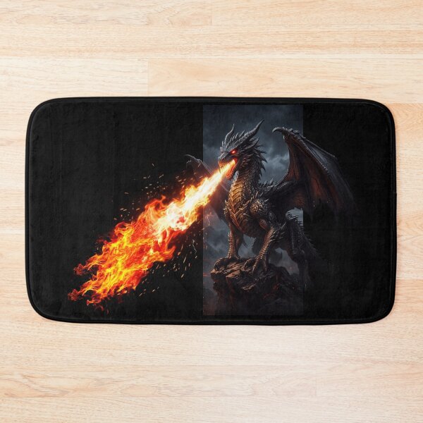 Item preview, Epic Fire Breathing Black Dragon Fantasy Art designed and sold by rich-moda.