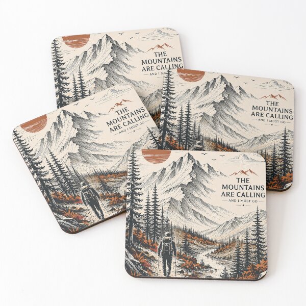 Item preview, The Mountains Are Calling Vintage Hiking Adventure Art designed and sold by Gold Turtle  Lina.