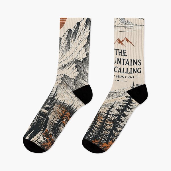 Item preview, The Mountains Are Calling Vintage Hiking Adventure Art designed and sold by Gold Turtle  Lina.