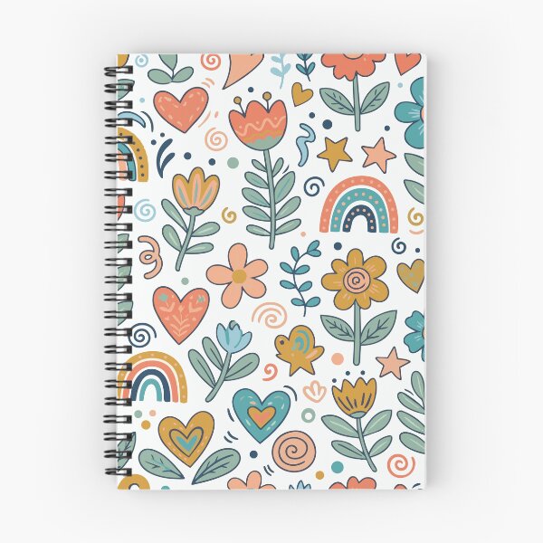 Item preview, Groovy Retro Floral Pattern with Ditsy Rainbows and Hearts designed and sold by Far Out Goods.