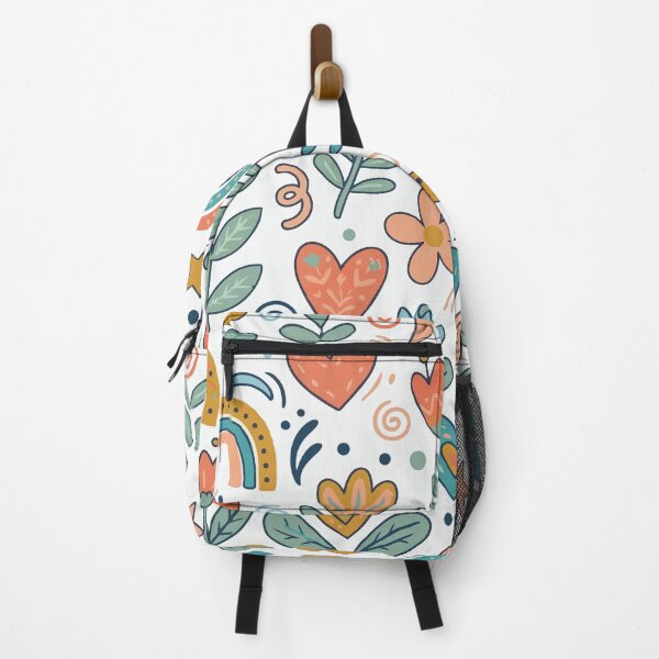 Item preview, Groovy Retro Floral Pattern with Ditsy Rainbows and Hearts designed and sold by Far Out Goods.
