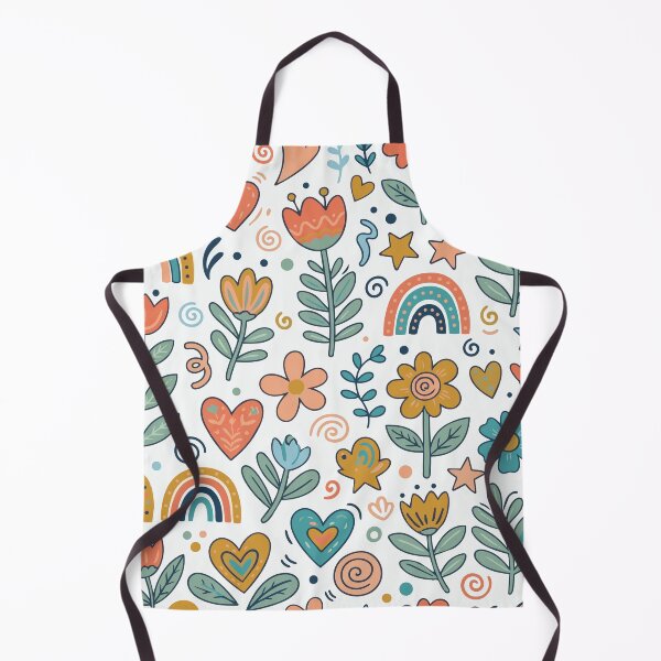 Item preview, Groovy Retro Floral Pattern with Ditsy Rainbows and Hearts designed and sold by Far Out Goods.