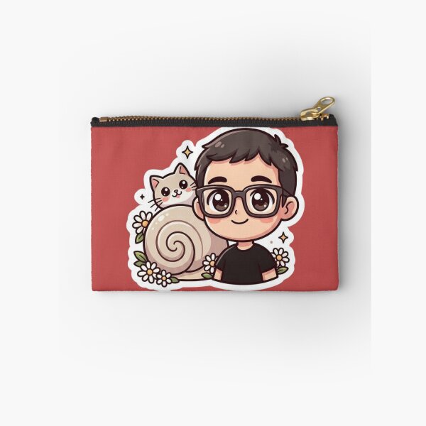 Item preview, Cute Boy with Glasses and his Snail Cat designed and sold by mimiartes.