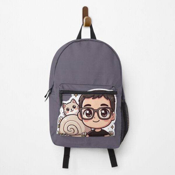 Item preview, Cute Boy with Glasses and his Snail Cat designed and sold by mimiartes.