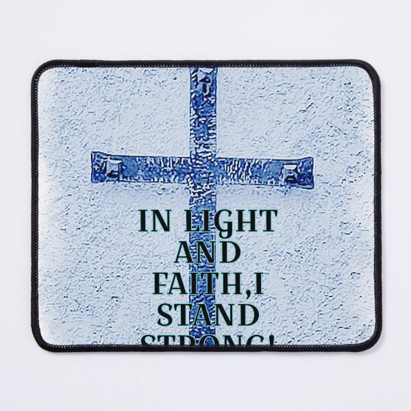 Item preview, Blue cross with strong words in light and faith, I stand strong.  designed and sold by wallartofmio.