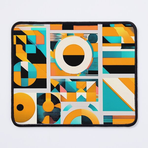 Item preview, Mid-Century Modern Aqua, Mustard, And Orange Geometric Abstract designed and sold by DEC02.