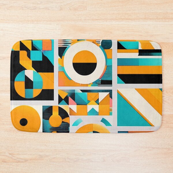Item preview, Mid-Century Modern Aqua, Mustard, And Orange Geometric Abstract designed and sold by DEC02.