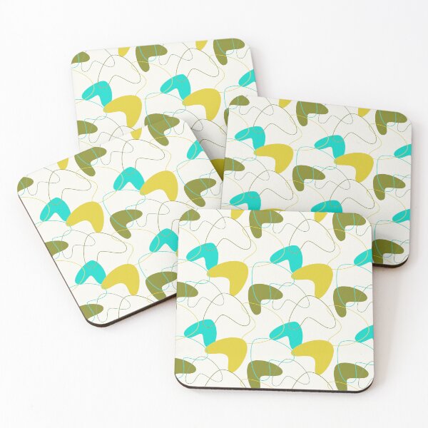 Item preview, Mid-Century Modern Mustard, Aqua And Olive Boomerang Pattern designed and sold by DEC02.