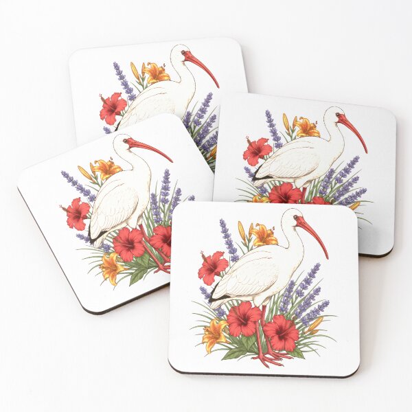 Item preview, White Ibis Floral Botanical Portrait designed and sold by Birdhaus-Studio.