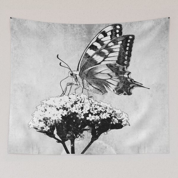 Item preview, Swallowtail Butterfly Buddleia Dark Natural History Botanical Art designed and sold by Ghoul Enterprises.