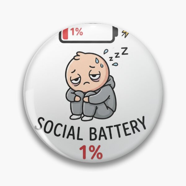 Item preview, Social Battery 1% - Funny Introvert Quote Sticker designed and sold by InkNovar.