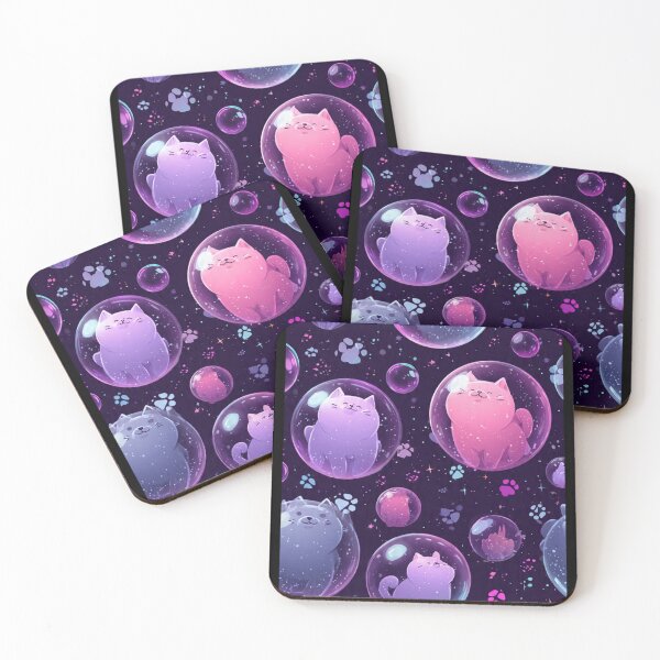 Item preview, Cute Kawaii Cats in Space Bubbles designed and sold by Moody Vibes Studio.
