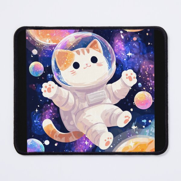 Item preview, Kawaii Astronaut Cat Floating in Space designed and sold by Moody Vibes Studio.