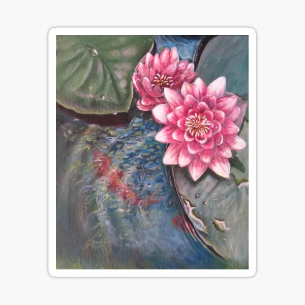 Item preview, In the pink - goldfish and lily flowers designed and sold by LittleLiz.