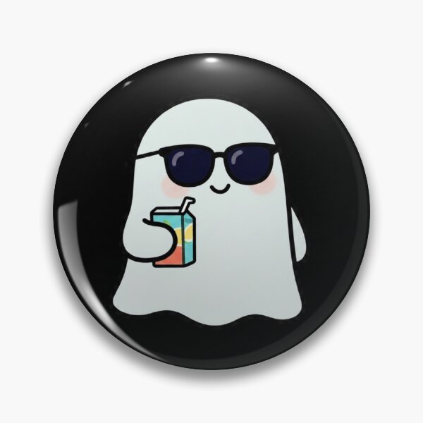 Item preview, Cute Ghost with Sunglasses Drinking Juice Cartoon designed and sold by Violet-Forge.