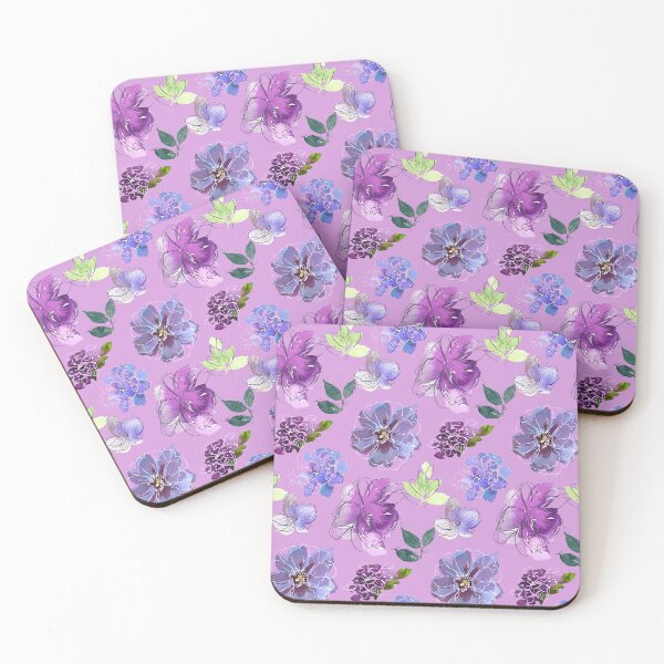 Item preview, Blue And Violet Floral Pattern On Pastel Lilac designed and sold by DEC02.