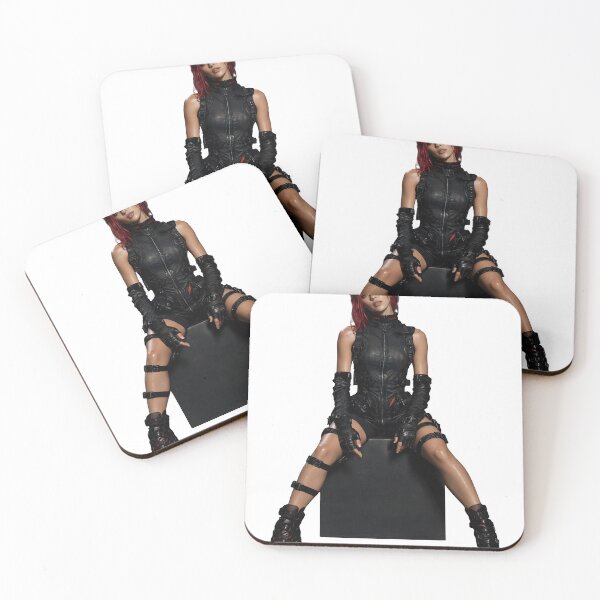 Item preview, Woman in Futuristic Leather Suit Posing on Geometric Block High Angle Shot designed and sold by Creative88Art.