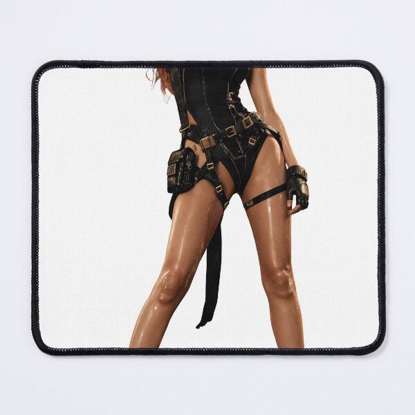 Item preview, Woman Posing in Black Leather Costume with High Heels and Accessories designed and sold by Creative88Art.