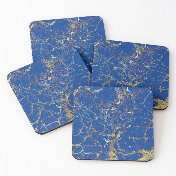 Item preview, Royal Blue Marbled Art With Golden Hue Veins designed and sold by DEC02.