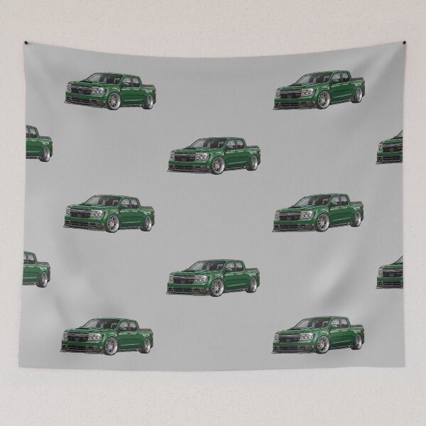 Item preview, Custom Ford Maverick Tremor Lowered Green Sport Truck Illustration designed and sold by Motorline44.