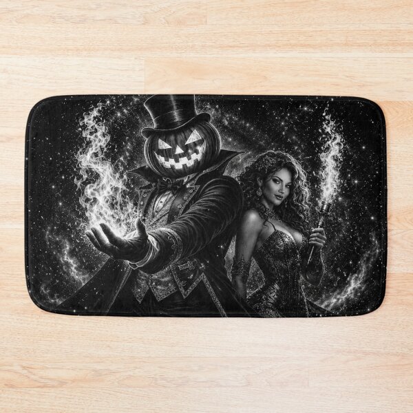 Item preview, Headless Horseman Fire Magician Black and White – Gothic Circus Fantasy Art designed and sold by TheHorsemanRidesAgain.