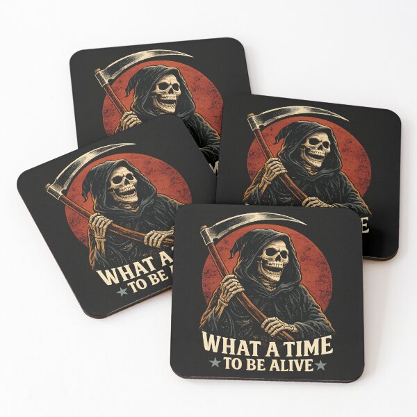 Item preview, What A Time To Be Alive Funny Grim Reaper Dark Humor Retro Skeleton designed and sold by Cree8if.
