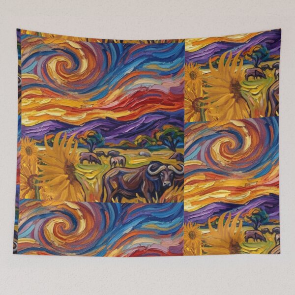 Item preview, Starry Night Safari Buffalo Painting designed and sold by Violet-Forge.