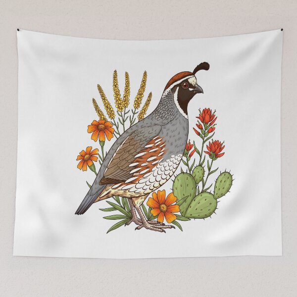 Item preview, California Quail And Desert Flora designed and sold by Birdhaus-Studio.
