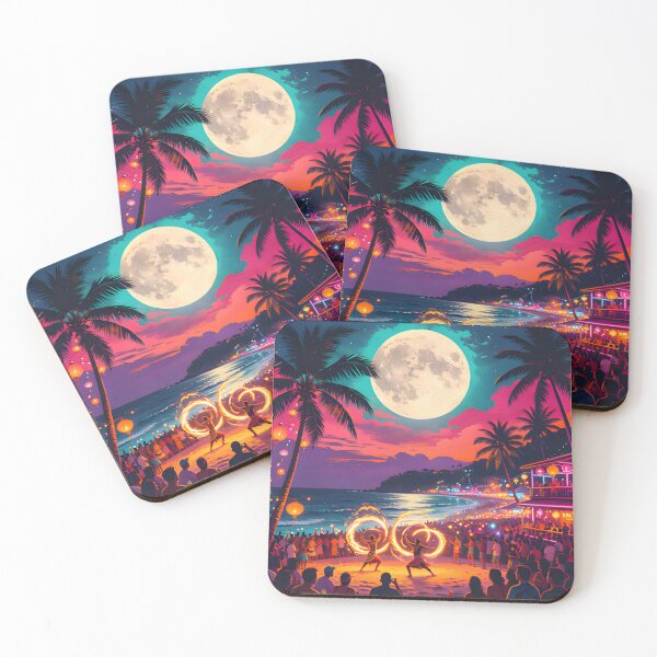 Item preview, KOH PHANGAN – Full Moon Party Retro Sunset Poster designed and sold by Spirit of Siam.