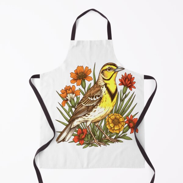 Item preview, Meadowlark With Yellow Marigolds designed and sold by Birdhaus-Studio.