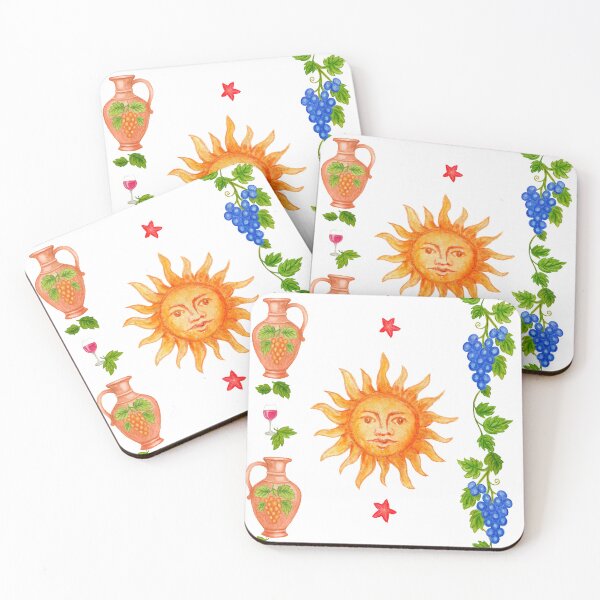Item preview, Portuguese Folk – Sun, Grapevines & Terracotta Jugs on Porcelain White designed and sold by Piret Victoria Ribas.
