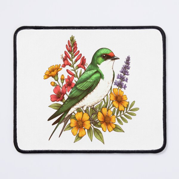 Item preview, Green Swallow And Spring Flowers designed and sold by Birdhaus-Studio.