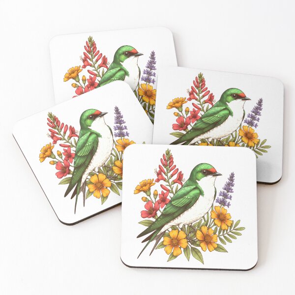 Item preview, Green Swallow And Spring Flowers designed and sold by Birdhaus-Studio.