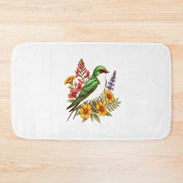 Item preview, Green Swallow And Spring Flowers designed and sold by Birdhaus-Studio.