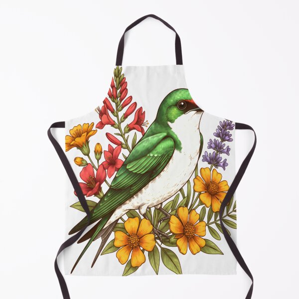 Item preview, Green Swallow And Spring Flowers designed and sold by Birdhaus-Studio.