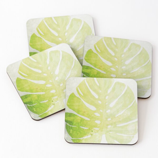 Item preview, Green Yellow Gray Cream Monstera Tropical Plant Leaf Art designed and sold by Sharon Cummings Art.