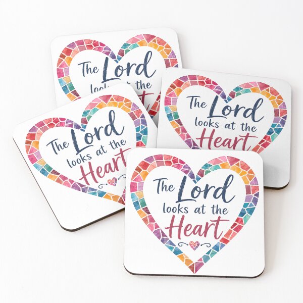 Item preview, The Lord Looks at the Heart – 1 Samuel 16:7 Christian Mosaic Heart designed and sold by Stubblejumper Artworks.