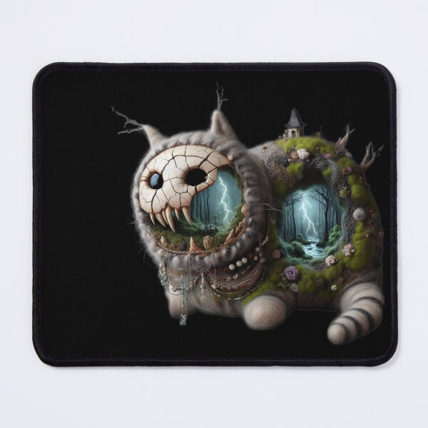 Item preview, The Cheshire Nightmare – Surreal Cat Mindscape and Skull Face designed and sold by LujziWorld.