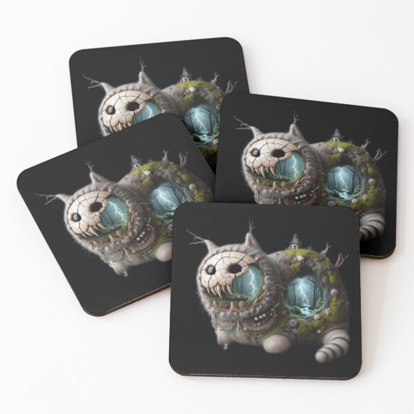 Item preview, The Cheshire Nightmare – Surreal Cat Mindscape and Skull Face designed and sold by LujziWorld.