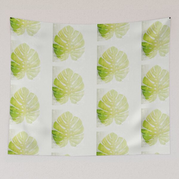 Item preview, Green Yellow Gray Cream Monstera Tropical Plant Leaf Art designed and sold by Sharon Cummings Art.