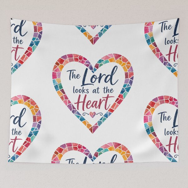 Item preview, The Lord Looks at the Heart – 1 Samuel 16:7 Christian Mosaic Heart designed and sold by Stubblejumper Artworks.