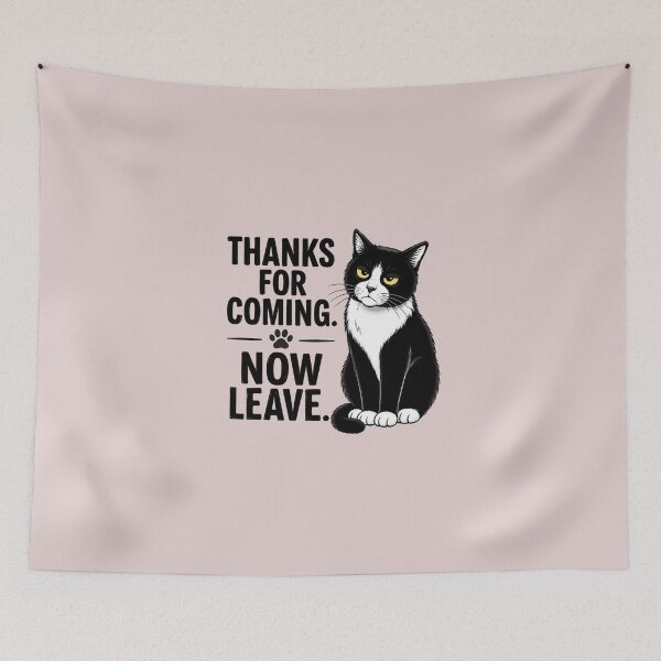 Item preview, You Leaving Already Funny Sarcastic Black Cat Bold Typography Humor Art designed and sold by PrintAura15.