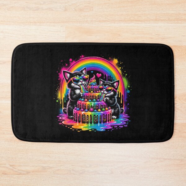 Item preview, Rainbow Dripping Cake Kawaii Cats with Sunglasses – Neon Psychedelic Cute Kitten Party Art designed and sold by Celebrate & Sparkle.