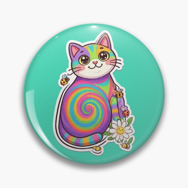 Item preview, Colorful Psychedelic Cat with Spiral Patterns designed and sold by mimiartes.