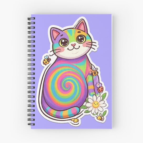 Item preview, Colorful Psychedelic Cat with Spiral Patterns designed and sold by mimiartes.