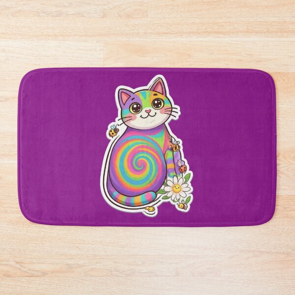 Item preview, Colorful Psychedelic Cat with Spiral Patterns designed and sold by mimiartes.